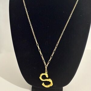 Hand Made brand vintage gold tone bamboo style letter S
